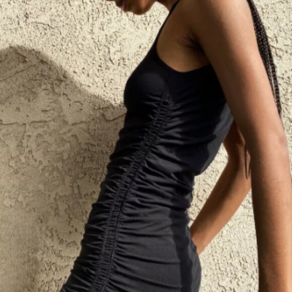 Aritzia Tna Ribbed Mini Chill Malibu Dress – Cocoa Brown / Size M - Picture 2 of 7